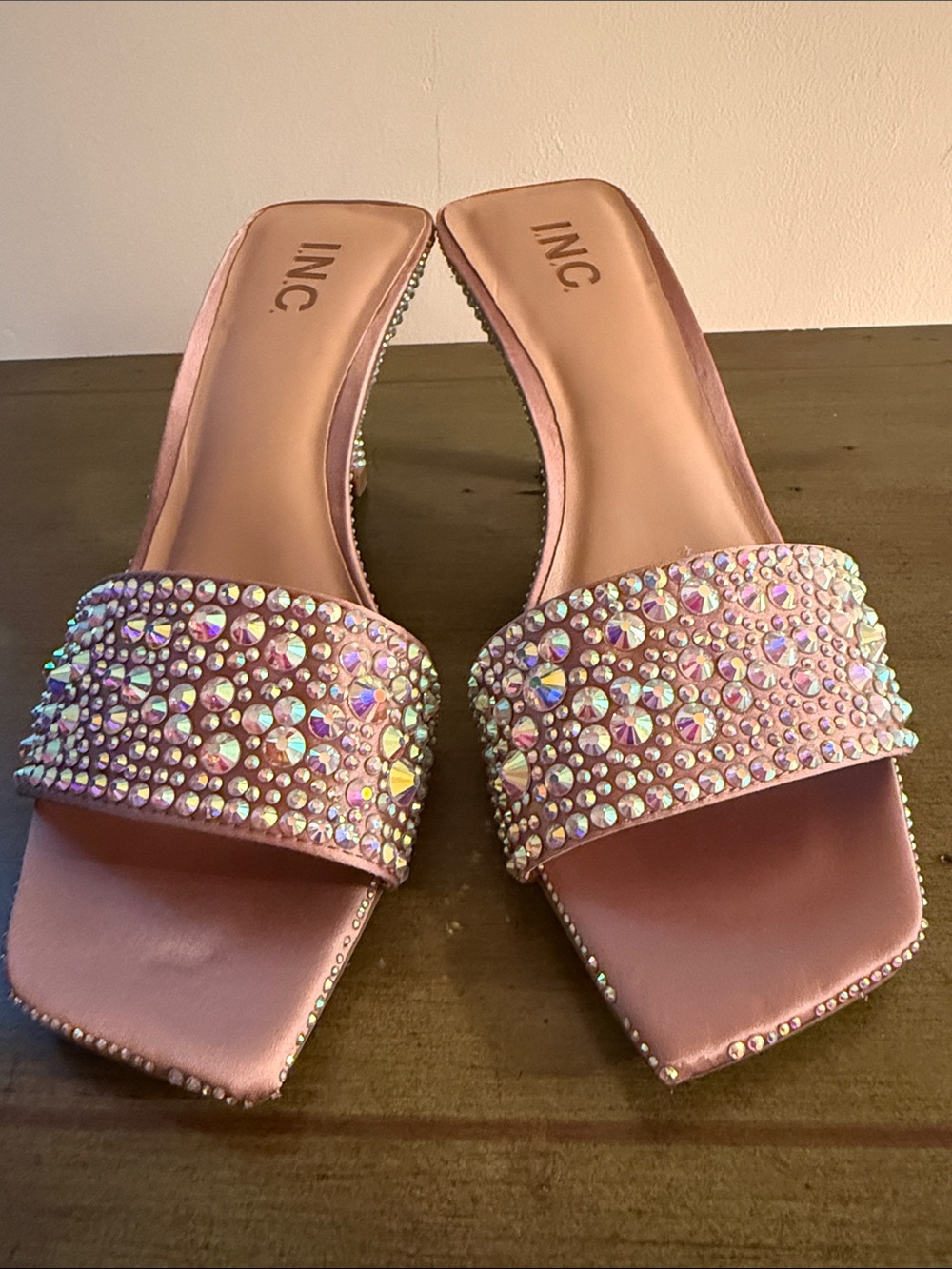 INC International Concepts Crystal Embellished Slide Heels - Picture 2 of 11